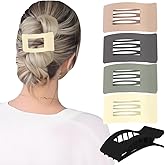 Flat Hair Clips for Women Girls, 5Pcs French Large Flat Claw Clips for Thick Hair, Strong Hold Grip No Slip Multicolor Matte