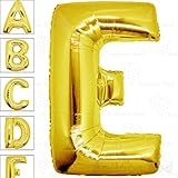 40 Inch Giant Jumbo Helium Foil Mylar Balloons for Party Decorations (Premium Quality), Glossy Gold, Letter E