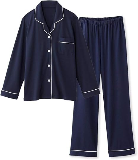 Amazon Nissen ニッセン 綿混スムースパイピングパジャマ レディース ネイビー 10l パジャマ ルームウェアセット 通販
