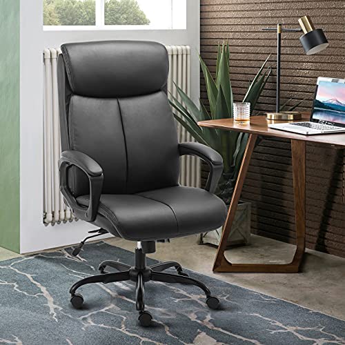 BASETBL-Silla-de-Oficina-Respaldo-Alto-Silla-de-Escritoria-Ejecutiva-Computadora-Ergonomica-con-Cuero-PU-Silla-de-Jefe-Giratoria-con-Comodo-Soporte-Lumbar-Reposabrazos-Acolchado-Silla-Gaming
