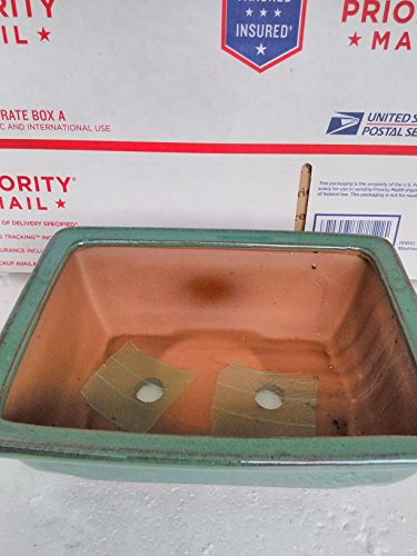 Ceramic Bonsai Pots - Japanese Jmbamboo Brand -Green Ceramic Pot Is 8x5.5'' Inches