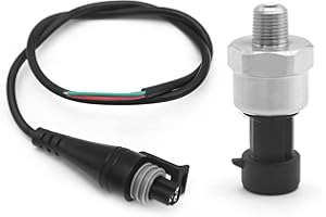 VIKKSAER Oil Fuel Pressure Transducer Sender 100 Psi Sensor 1/8" -27 NPT Thread with Harness, for Oil Fuel Air Water 316 Stai
