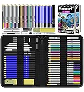 54-Piece Colored Pencil Set with Two 50-Page Sketchbooks, Black Zipper Box Sketch Pen Set-Profess...