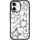 CASETiFY Impact Case for iPhone 16 [Slim / 8.2 ft. 4X Military Grade Drop Protection/Compatible with Magsafe] - Chrome Doodles - Clear Black