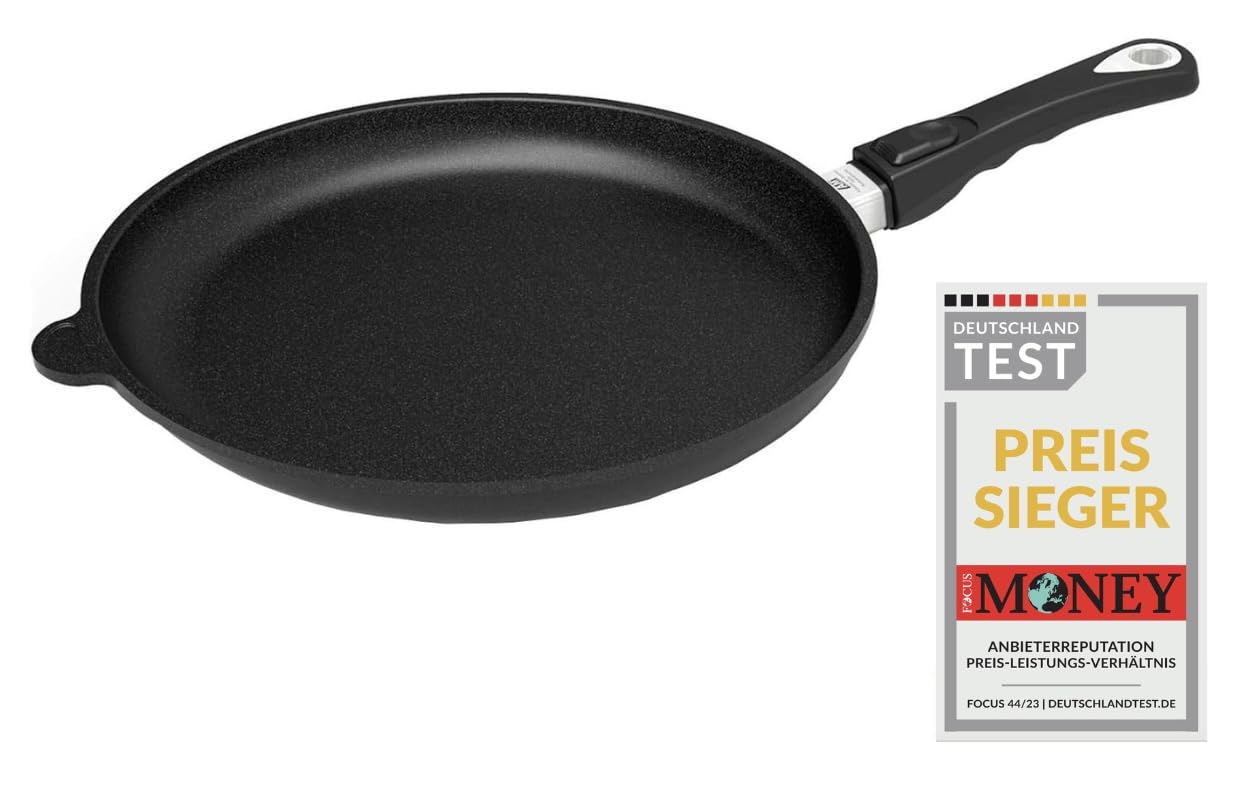 AMT Gastroguss AMZN-428-Z20B 11 Inch Diameter Frying Pan with Removable Handle, Non Induction Compatible, Lotan® Non-Stick Finish, Cast Iron (Cast Air), AMZN-428-Z20B