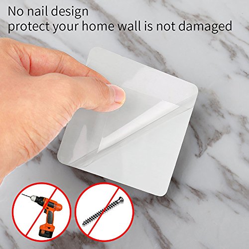 Guzack 2 Pack Broom Mop Holder,Self Adhesive Broom Gripper Holds with Spring Clip Reusable No Drilling Super Anti-Slip Wall Mounted Storage Tool Rack Storage Organization (Holds Up To 11 Pounds) - Thumbnail 5