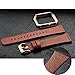 bayite Leather Bands with Frame for Fitbit Blaze Genuine Leather Straps Replacement for Fitbit Blaze Smart Fitness Watch Women Men Brown