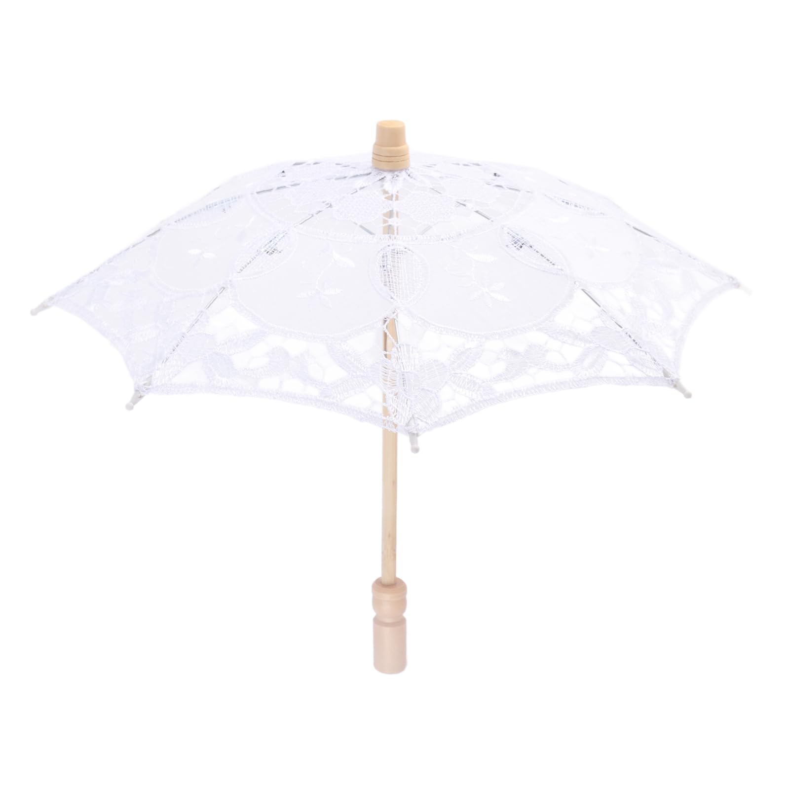 Fendysey Embroidery Decorative Parasol Umbrella, White Umbrellas, Daily Use Theatrical Performances for Photography(White trumpet)