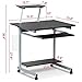 Yaheetech Mobile Computer Desks with Keyboard Tray, Printer Shelf and Monitor Stand Small Space Home Office Furniture, Black