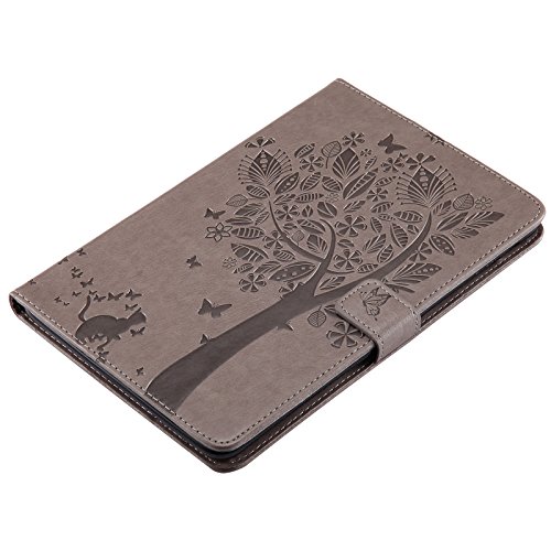 iPad Mini 2 Mini 3 Case, LittleMax(TM) Lightweight PU Leather Flip Stand Embossed Cat & Tree Case Smart Cover with Auto Wake/Sleep for Apple iPad Mini 3/2/1 [One Free Stylus Pen]-#2 Gray - Thumbnail 4