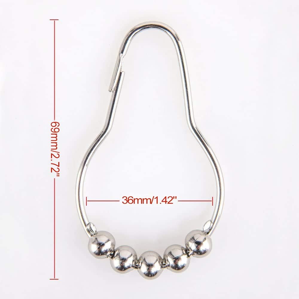 Amazer Shower Curtain Hooks Rings, Stainless Steel Shower Curtain Rings and Hooks for Bathroom Shower Rods Curtains-Set of 12, Polished Nickel: Home & Kitchen