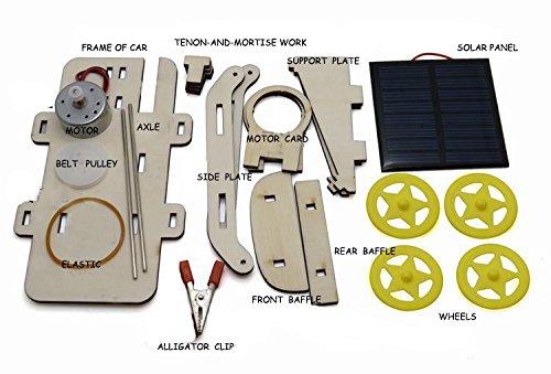 image for Extpro Wood Solar Car - DIY Assemble Toy Set Solar Powered Car Kit Sci