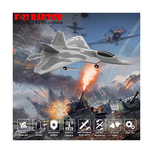 XHH F-22 Raptor Modell RC Flugzeuggleiter, Fernbedienung Flugzeug, F-22 4CH Anfänger Kampfflugzeug, Drohne EPP… – Bild 8