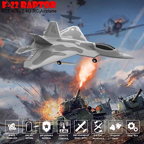 XHH F-22 Raptor Modell RC Flugzeuggleiter, Fernbedienung Flugzeug, F-22 4CH Anfänger Kampfflugzeug, Drohne EPP… – Bild 8