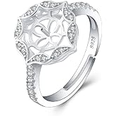 LGSY Sterling Silver Luxury Cubic Zircon Design Adjustable Rings for Women, Design Ring Mounts Fittings with Pearl Seat for DIY Jewelry Making