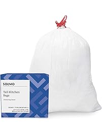 Amazon Brand - Solimo Tall Kitchen Drawstring Trash Bags, 13 Gallon, 120 Count