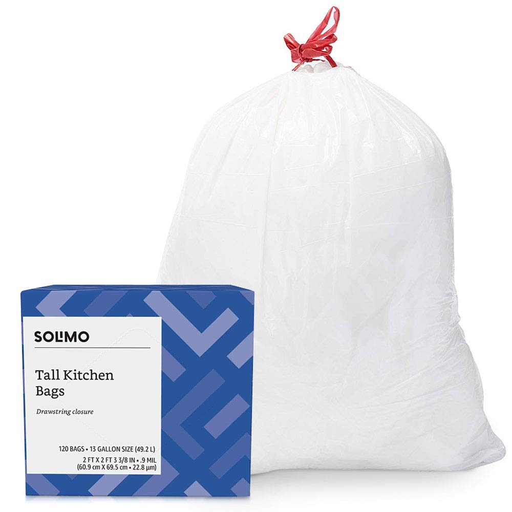 Amazoncom Amazon Brand Solimo Tall Kitchen Drawstring Trash Bags