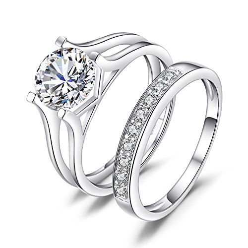 JewelryPalace 2ct Cubic Zirconia Anniversary Wedding Band Solitaire Engagement Ring Bridal Channel Set 925 Sterling Silver Size 7