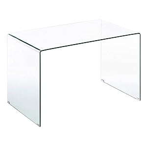Scrivania Scrittoio da Ufficio in Vetro Temperato Curvato - Luxury Z-02 - (126 x 74 x 70 cm) Design curvo e moderno