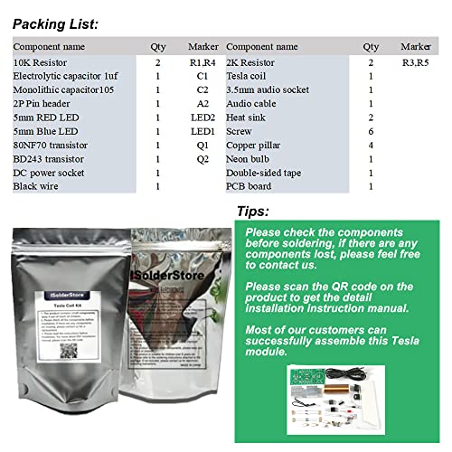 Mini Tesla Coil Plasma Speaker 15W - DIY Elektronik Bausatz | Mit 3,5mm Audio Eingang