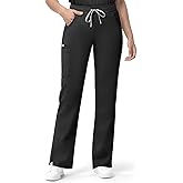 Dvoliaw Straight Leg Scrub Pants for Women with 7 Pockets & Drawstring Women's Scrub Pants, Mid-Rise Straight Fit Cargo Pants