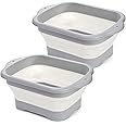 Nicunom 2 Pack Collapsible Wash Basin 9L, Large Collapsible Dish Tub with Drain Plug 2.4 Gallons Portable Sink Dish Basin Foldable Dishpan Space Saving for RV, Camping Dish Washing Tub