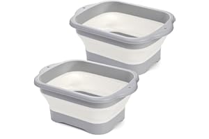Nicunom 2 Pack Collapsible Wash Basin with Drain Plug, 11L Large Collapsible Dish Tub Portable Sink Dish Basin Foldable Dishp
