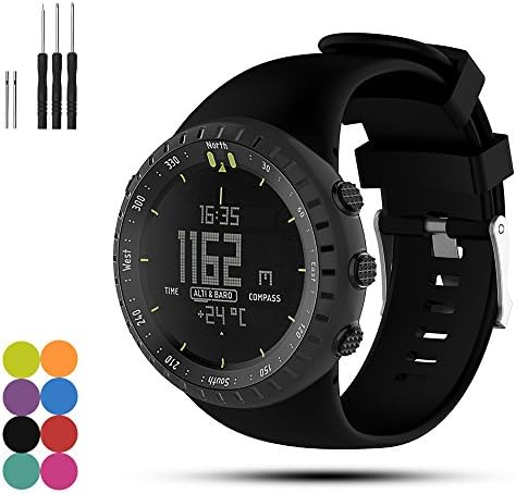 iFeeker For Suunto Core All Black Watch Replacement Band Adjustable Soft Silicone Replacement Wrist Watch Strap Bracelet for Suunto Core All Black Watch