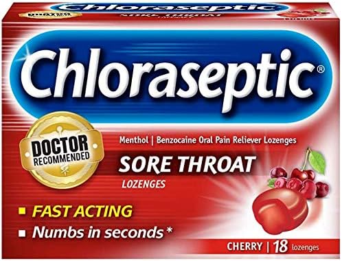 Chloraseptic Sore Throat Lozenges, Cherry Flavor, 18 Count, 6 Pack