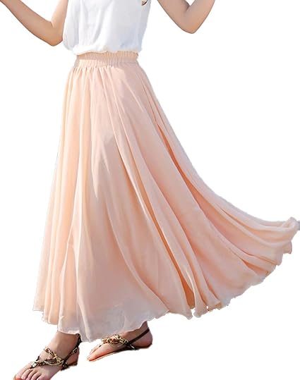 Amazon コウサ Cousa シースルー ふんわり シフォン ロング スカート ゴム ウエスト ハイウエスト マキシ フレアスカート スカート 通販