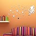 Cute Little Fairy Stars DIY Wall Decor Art 3D DIY Acrylic Mirror Wall Sticker for Kids Room Bedroom Kindergarten Wall Decals Stickers Wallpaper Home Decoration (Silver)