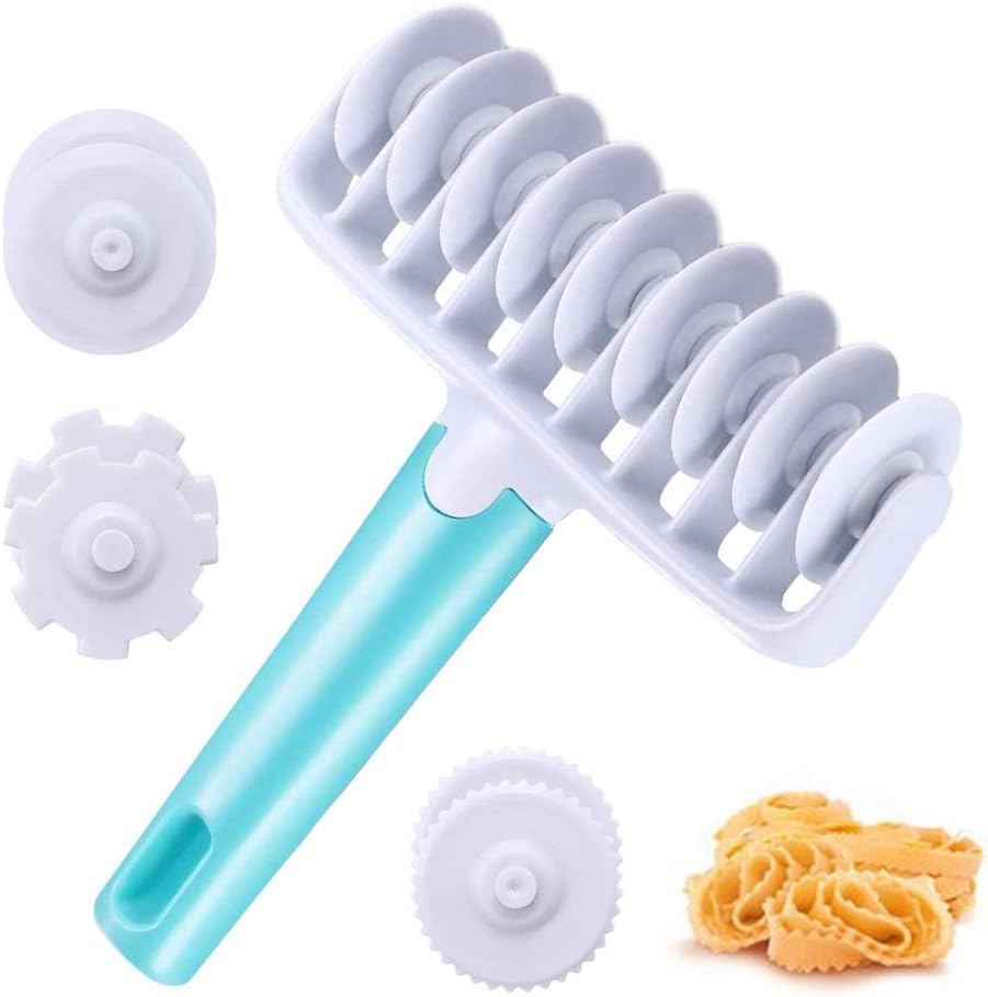 Wheel Roller Pastry Mould, KTOMO DIY Pastry Roller Cutter Lattice Cutter with 4 Different Gears Embosser Set for Household Dough Cookie Baking Tools