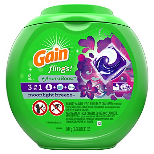 Gain flings! Laundry Detergent Liquid Pacs, Moonlight Breeze, 42 Count - Packaging May Vary