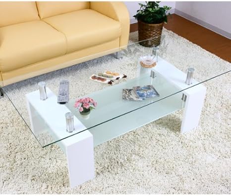 Amazon Co Jp 1 センターテーブル グロー ホワイト色 白色 モダン レトロ テーブル リビングテーブル ガラステーブル 激安テーブル ホーム キッチン