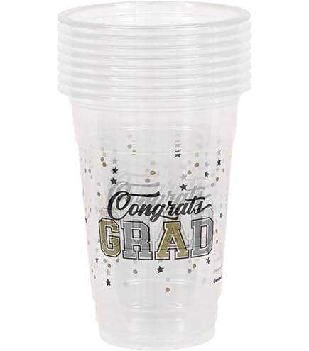 Unique Industries Starry Congrats Abschlussbecher – 473 Ml, Kunststoff, Wiederverwendbar