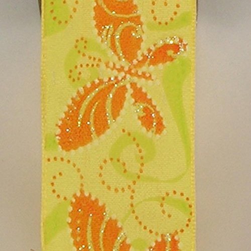 Yellow Butterfly Print Taffeta Wired Craft Ribbon 1.5