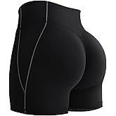 YEOREO Hoida High Waisted Workout Shorts for Women Hidden Scrunch Tummy Control Gym Shorts with Contour