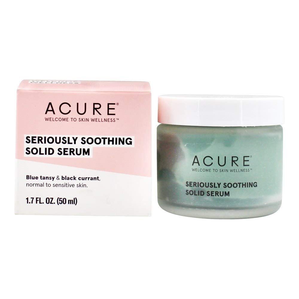 ACURE Seriously Soothing Solid Serum 3 in 1 | 100% Vegan | For Dry to Sensitive Skin | Blue Tansy & Black Currant | Multi-Functional - Spot Treatment, Hydrating Facial & Cleansing Balm | 1.7 Fl Oz