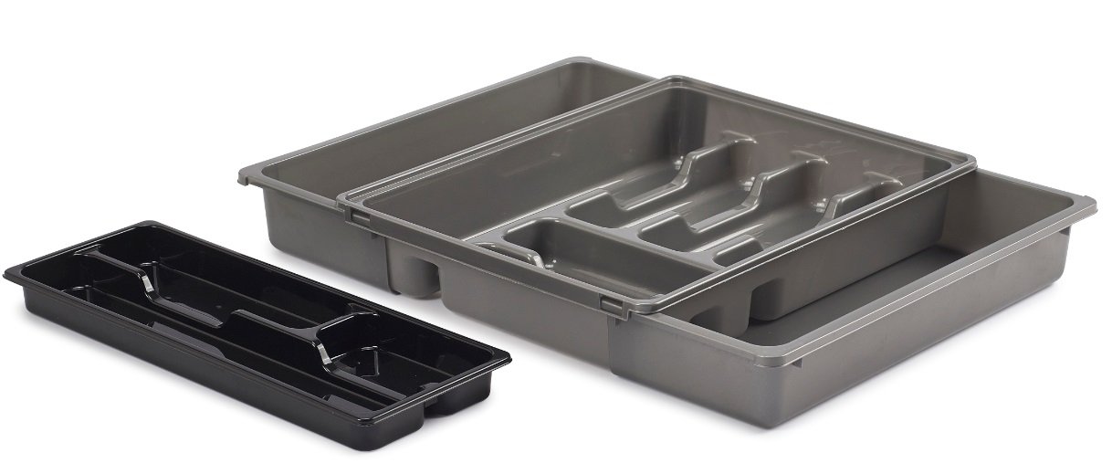 Whitefurze Adjustable Drawer Organizer, Plastic, Silver