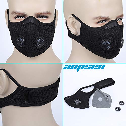 Dust Mask, AUPSEN Adjustable Respirator Mask, Activated Carbon N99 Filter and 5-layer Filter Cotton, Reusable Breathing Mask for Pollen Allergy Woodworking Mowing Running Cycling Outdoor Activities - Thumbnail 2
