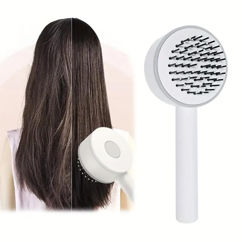 Air Cushion Massage Brush Comb, Detangling Hair Brush Hairdressing Cushion Bristle Brush for Men Women, Detangling Hair Brush for Wet Dry Curly Straight Hair Styling Tool (White)