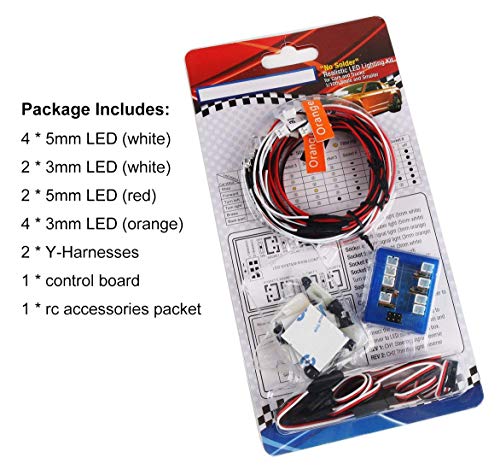 Innovateking 12 LED RC Car Lighting Kit Flashing Head Light System Car Truck Headlight Taillight Set for 1/8 1/10 Scale Model RC Car Truck Tank