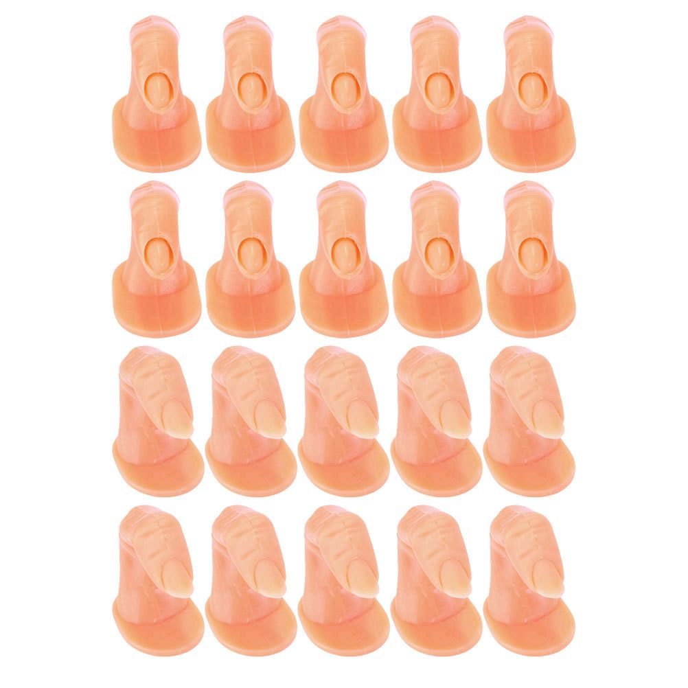 20Pcs Fake Finger Models for Nail Art Practice, Bendable Rubber Training Fingers for Manicure Beginners and Salon Artists, Ideal for Home Use