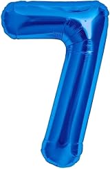 Jonami Balloon 7th Birthday Blue 40 in XXL Foil Balloon Number 7