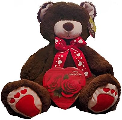 Valentines Day Cuddly Stuffed Plush Teddy Bear with Assorted Chocolate Candy Heart