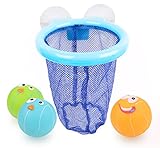 Efast Bath Toy, Basketball Hoop Bathtub Bath Toy for Boys and Girls with 3 Balls (-Blue)