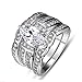 Sunbu Stainless Steel Women's Ring Sets White Clear Cubic Zirconia Marquise Wedding Band Size 5-10