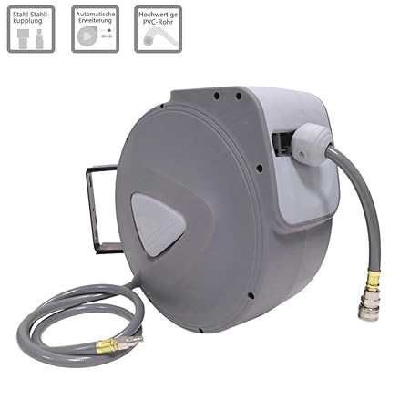 FROADP Automatisch Druckluftschlauch Aufroller 1/4'' Anschluss Schlauchtrommel mit Schlauchstopp und Schnell-Verschlusskupplu