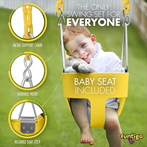 FUNTIGO Kids Swing Set Metal Swing Sets for Backyard Toddler with