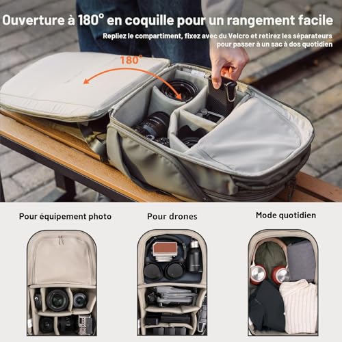 PGYTECH OneGo Lite Camera Backpack 22L Lightweight Waterproof Bag for Urban Photography and Travel Compatible with Sony/Canon/Nikon/DSLR / Digital - Matte Black
